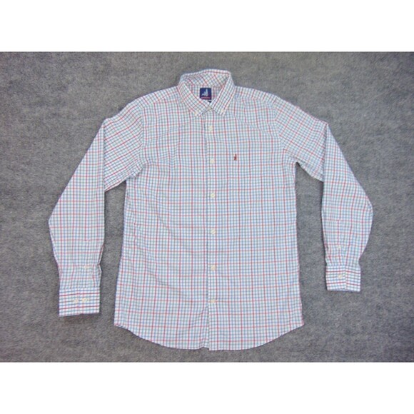 Johnnie O Shirt Mens 16x24 Red Blue Plaid Casual Prep-Formance Performance - Picture 1 of 8